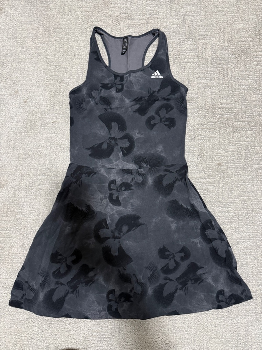 adidas Black Floral Racerback Tennis Dress for women